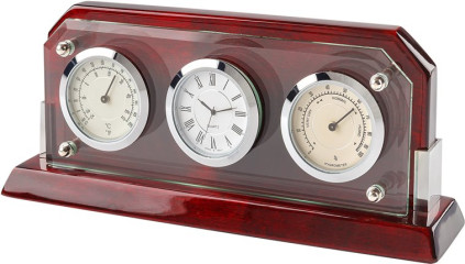 Часы настольные с термометром и гигрометром Linea del Tempo
