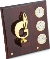 Плакетка "Символ газа" часы, термометр. гигрометр